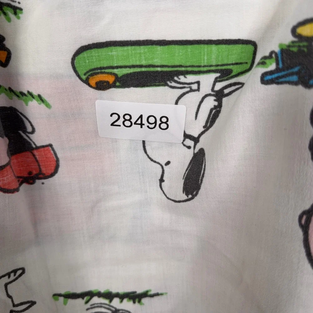 Peanuts Fitted Sheet Double White Snoopy Charlie Brown 1971 Vintage Bedding